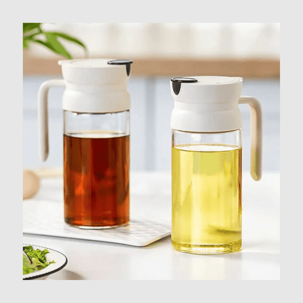 Olive Oil Dispenser Bottle for Kitchen - 20 OZ Leakproof Glass Condiment Container with Auto Flip Pull Cap, Non - Drip Spout & Non - Slip Handle for Soy Sauce, Vinegar and More (Green) - AlifdukanAlifdukan types here :)