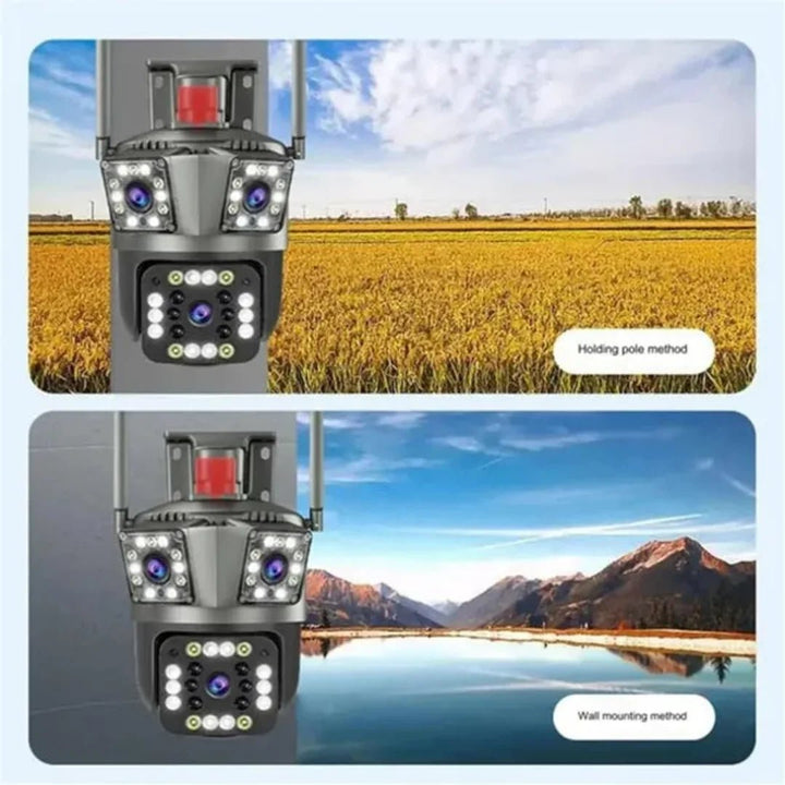 Outdoor Waterproof Wireless WiFi HD Security Camera, 3 Lens Security Camera Outdoor, Mini Hd WiFi Security Camera 360, Outdoor Waterproof WL Security Camera for Home (3 Lens) - AlifdukanAlifdukan types here :)