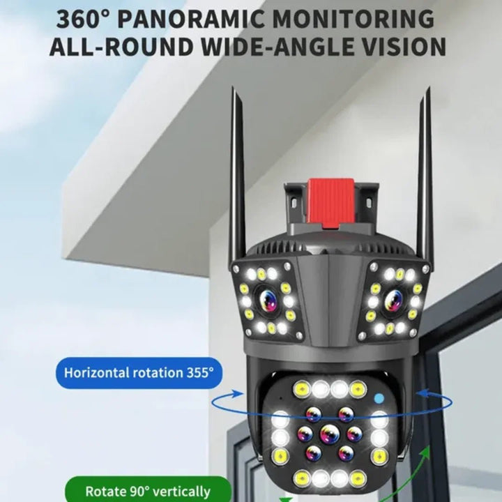 Outdoor Waterproof Wireless WiFi HD Security Camera, 3 Lens Security Camera Outdoor, Mini Hd WiFi Security Camera 360, Outdoor Waterproof WL Security Camera for Home (3 Lens) - AlifdukanAlifdukan types here :)