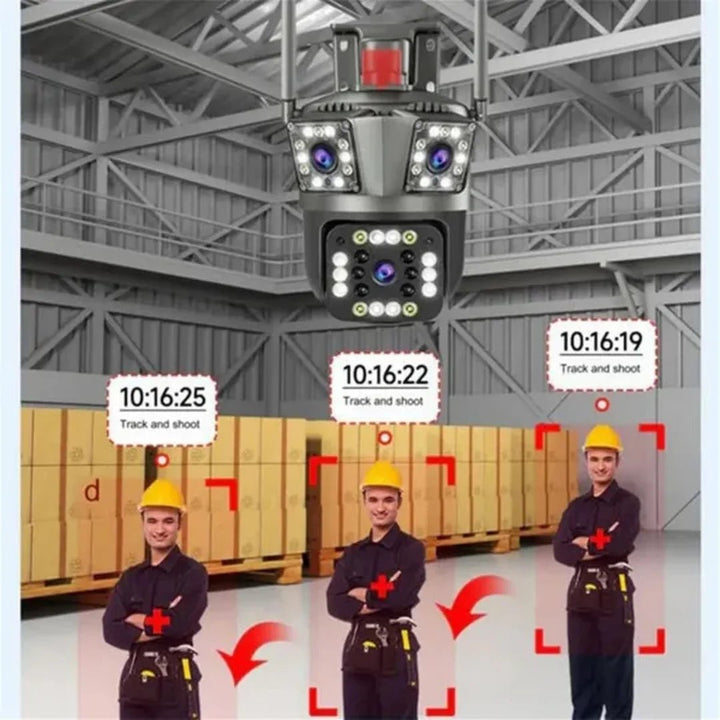 Outdoor Waterproof Wireless WiFi HD Security Camera, 3 Lens Security Camera Outdoor, Mini Hd WiFi Security Camera 360, Outdoor Waterproof WL Security Camera for Home (3 Lens) - AlifdukanAlifdukan types here :)