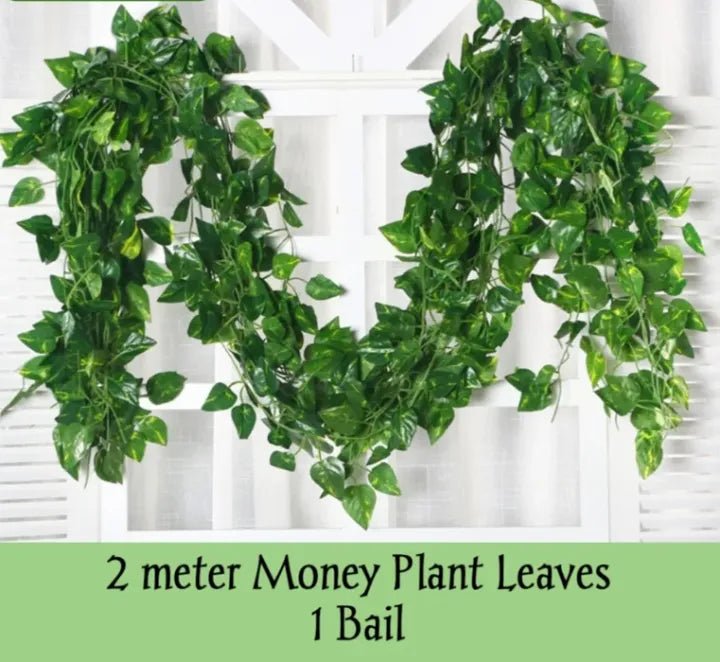 Pack of 12 Artificial Money Plant Leaf Bails 8ft Length Green Hanging Garland for Home, Office, Wedding, and Festival Decoration - AlifdukanAlifdukan types here :)