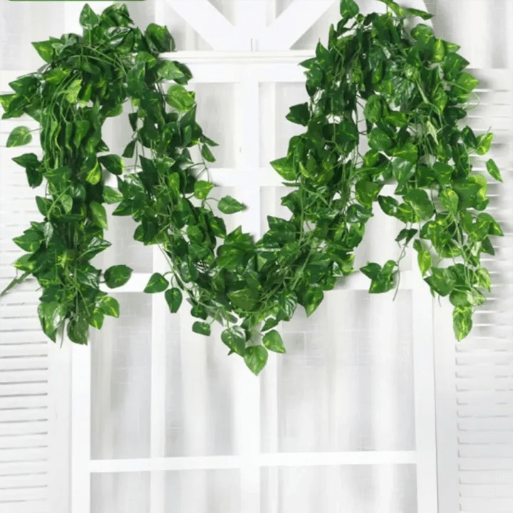 Pack of 12 Artificial Money Plant Leaf Bails 8ft Length Green Hanging Garland for Home, Office, Wedding, and Festival Decoration - AlifdukanAlifdukan types here :)