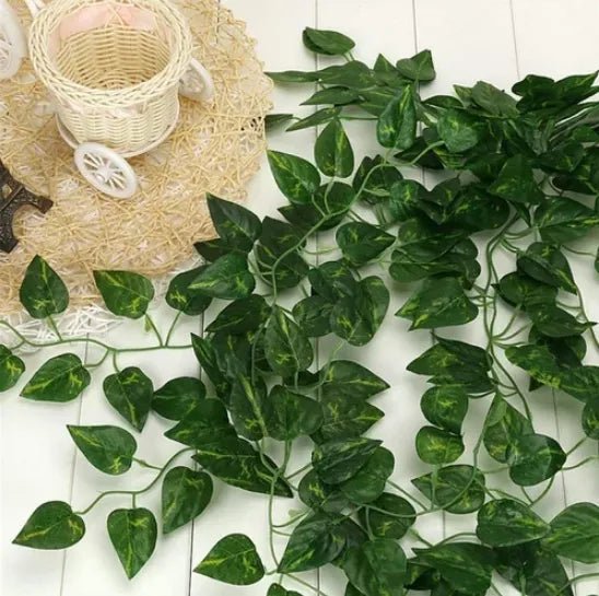 Pack of 12 Artificial Money Plant Leaf Bails 8ft Length Green Hanging Garland for Home, Office, Wedding, and Festival Decoration - AlifdukanAlifdukan types here :)