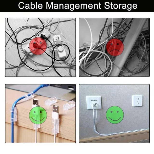 (Pack of 20) Cable Clips with Strong Self - Adhesive - Cable Management TV PC Wire Holder Sticky Tidy and Organizer Cord and Wires - AlifdukanAlifdukan types here :)