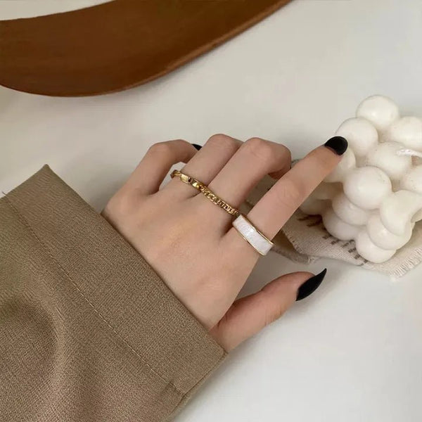 Pack of 3 Bohemian White Round Adjustable Alloy Rings For girls and women - AlifdukanAlifdukan types here :)