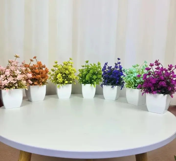 Pack of 7 Mini Plant Artificial Decoration Piece with pot Best for home & Office Decoration purpose - AlifdukanAlifdukan types here :)