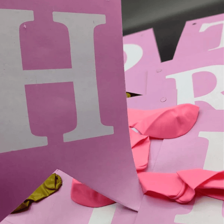 Paper Golden Happy Birthday Banner, 12 baloon For Decoration Use - AlifdukanAlifdukan types here :)