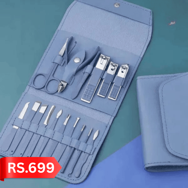 Premium 16 - in - 1 Professional Manicure & Pedicure Nail Care Set with Leather Case - AlifdukanAlifdukan types here :)