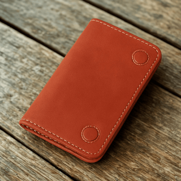Premium Handcrafted Leather Card Wallet – Rust Red - Alifdukanstylebyalif types here :)