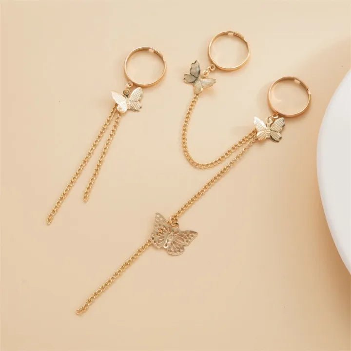 Punk Fan Open Adjustable Butterfly Chain Combination Ring - AlifdukanAlifdukan types here :)