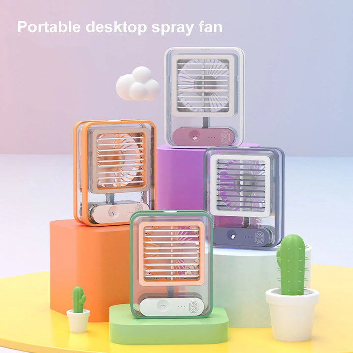 Rechargeable Transparent Fan with 3 - Speed Wind, Night Light, Nano Spray Tech, Adjustable Grid (2:30 hours battery Backup) - AlifdukanAlifdukan types here :)