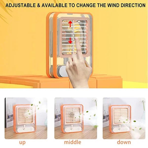 Rechargeable Transparent Fan with 3 - Speed Wind, Night Light, Nano Spray Tech, Adjustable Grid (2:30 hours battery Backup) - AlifdukanAlifdukan types here :)