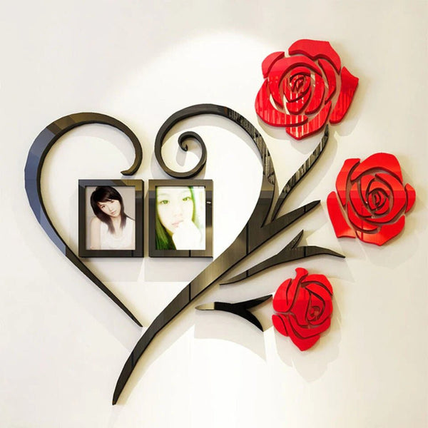 Red Rose Flower & Heart With 2 Picture Frames - AlifdukanAlifdukan types here :)