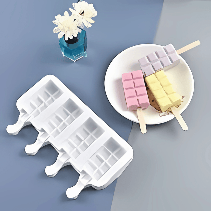 Reusable 4 - Grids Frozen Ice Cream Lolly Mould Tray with Stand DIY Kitchen Tool hot sales - AlifdukanAlifdukan types here :)