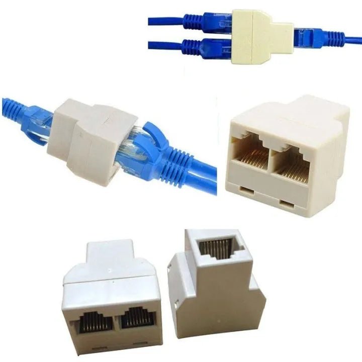 RJ45 3 Way Network Cable Adapter Splitter Extender Plug Coupler RJ45 Ethernet Connector Splitter 1 To 2 Socket Internet Cable Cat 5/6 - AlifdukanAlifdukan types here :)