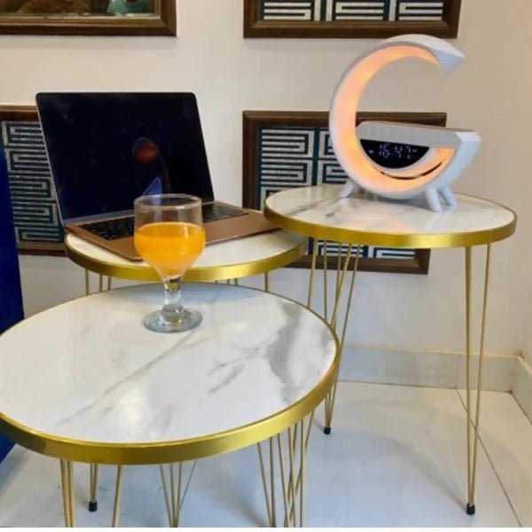 Round White/Black Side Table / Coffee Table - AlifdukanBUY AURA.PK types here :)