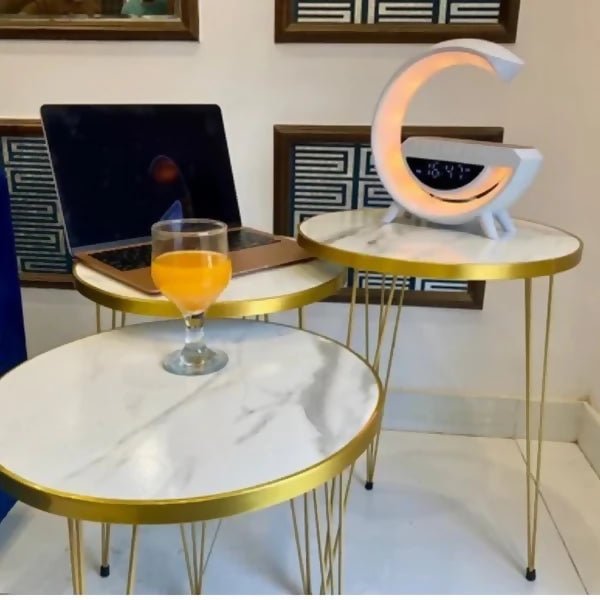 Round White/Black Side Table / Coffee Table - AlifdukanBUY AURA.PK types here :)