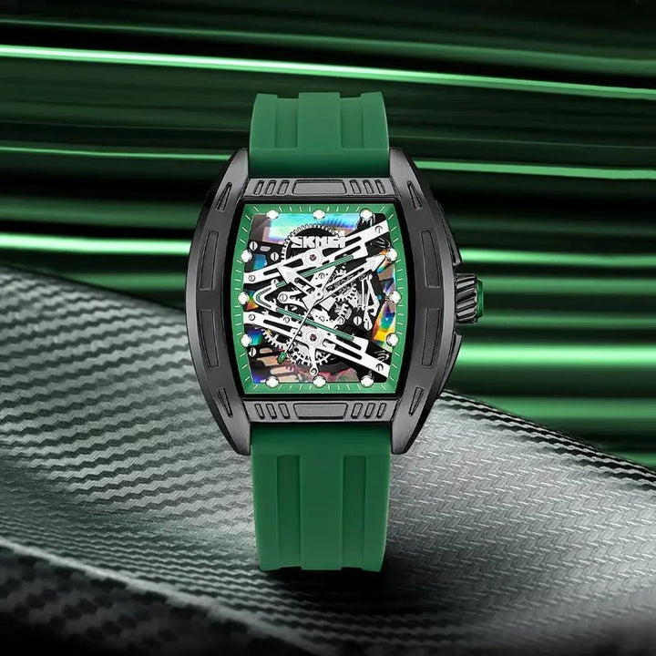 Shike Mei Fashion Men's Hollow Dial Barrel - shaped Night Light Waterproof Silicone Strap Men's Quartz Watch - AlifdukanAlifdukan types here :)