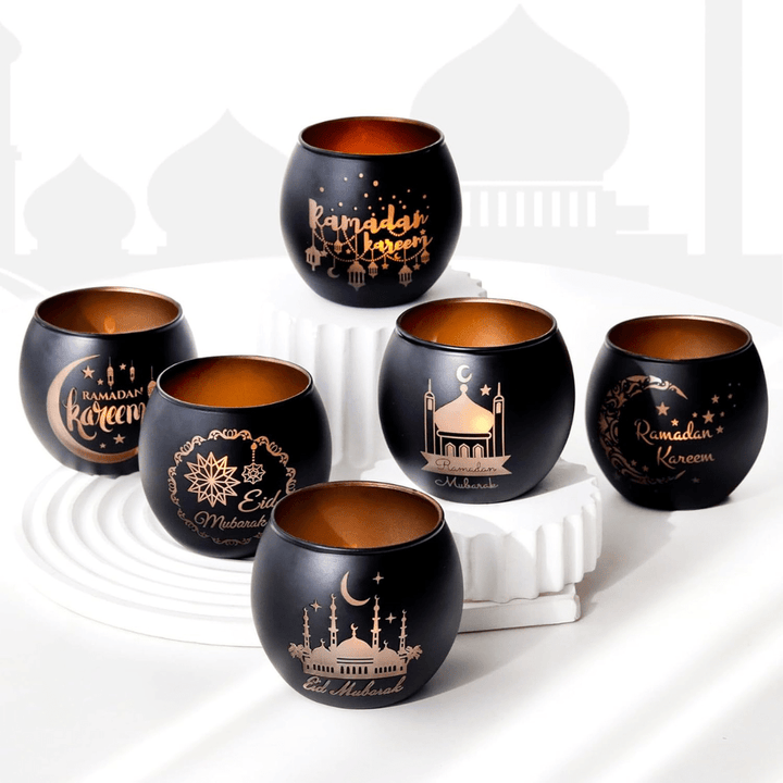 SHMILMH Ramadan Table Decor, Ramadan Mubarak Decoration, Glass Votive Tealight Candle Holders, Eid Decorations for Home Gift - AlifdukanAlifdukan types here :)