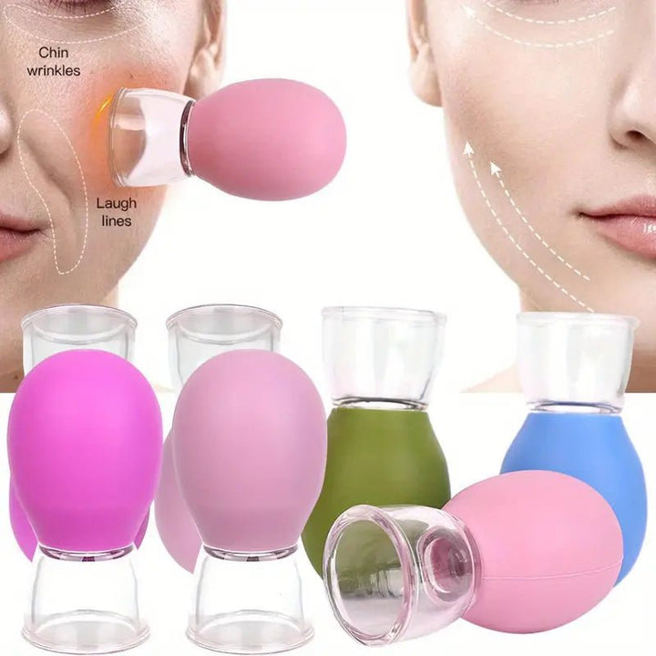 Silicone Face Cupping Set - Vacuum Suction Massage Cups for Muscle & Joint Relief, Skin Lifting - Fragrance Free, Portable & Removable, No Electricity Needed, Ideal for Chin & Laugh Lines, Beauty Cups|Durable Silicone - AlifdukanFR Store types here :)