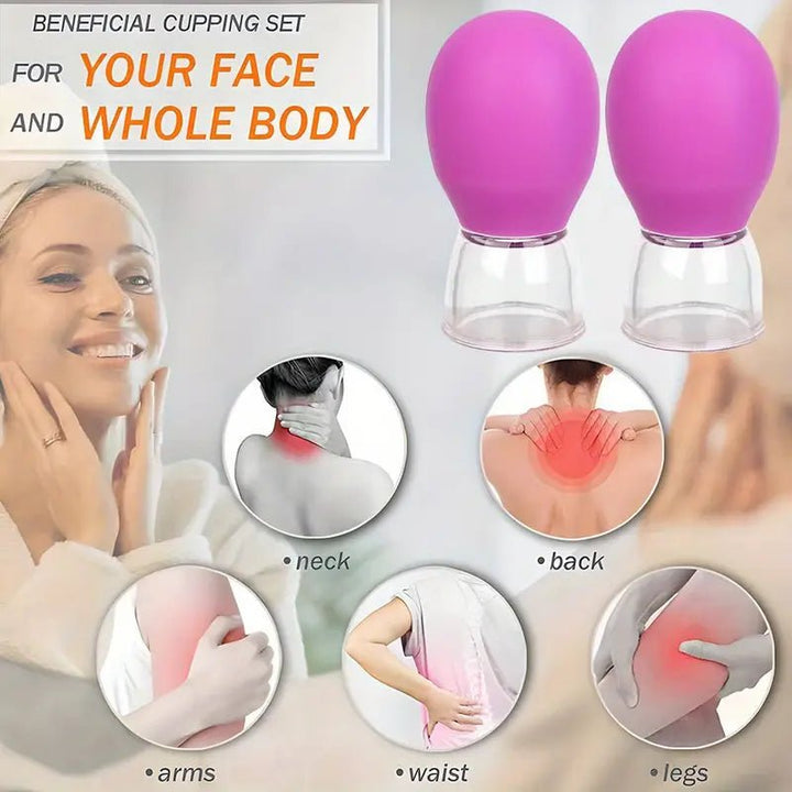 Silicone Face Cupping Set - Vacuum Suction Massage Cups for Muscle & Joint Relief, Skin Lifting - Fragrance Free, Portable & Removable, No Electricity Needed, Ideal for Chin & Laugh Lines, Beauty Cups|Durable Silicone - AlifdukanFR Store types here :)
