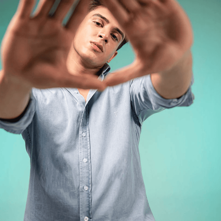 Sky Blue Denim Shirt (Slim Fit) - AlifdukanAlifdukan types here :)