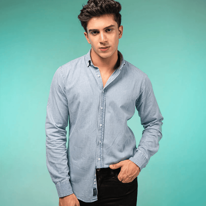 Sky Blue Denim Shirt (Slim Fit) - AlifdukanAlifdukan types here :)