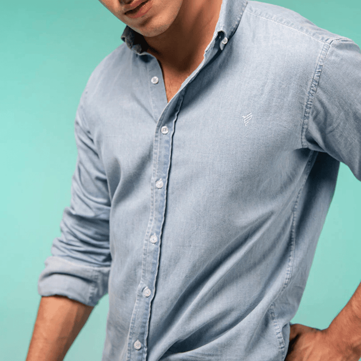 Sky Blue Denim Shirt (Slim Fit) - AlifdukanAlifdukan types here :)
