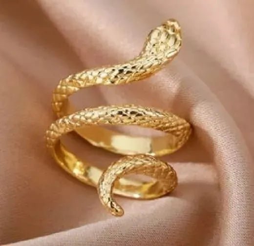 Snake Ring for Women and Men - Adjustable Golden Stainless Steel Ring - AlifdukanAlifdukan types here :)