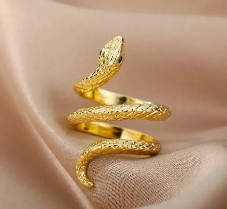 Snake Ring for Women and Men - Adjustable Golden Stainless Steel Ring - AlifdukanAlifdukan types here :)