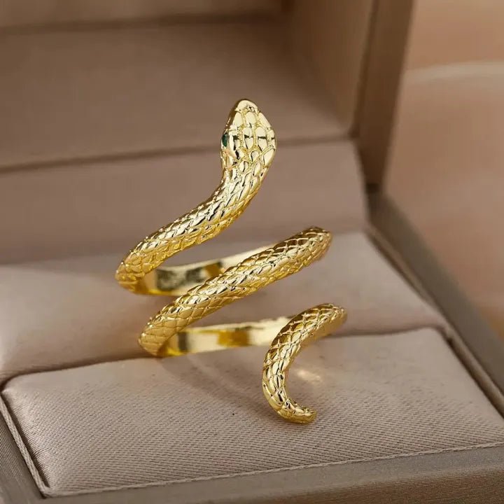 Snake Ring for Women and Men - Adjustable Golden Stainless Steel Ring - AlifdukanAlifdukan types here :)