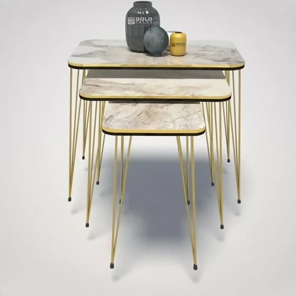 Square White/Black Side Table Set /Coffee - AlifdukanBUY AURA.PK types here :)