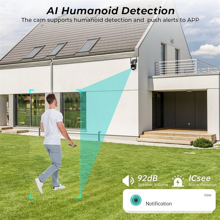 Surveillance Camera, 6MP Camera Dual Lens Dual Screen PTZ Outdoor Waterproof Security Video Surveillance Camera Police Light Alarm IP Camera,for home security(64G SD Card) - AlifdukanAlifdukan types here :)