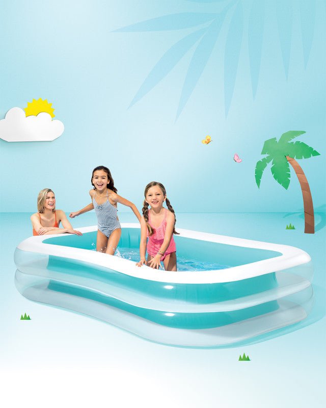 Swim Center® Inflatable Family Pool - Transparent/Blue (16.9 x 12.6 x 4) feet - AlifdukanAlifdukan types here :)