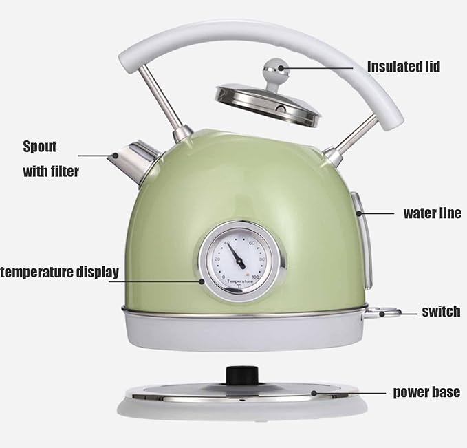 THICK Retro Electric Kettle Temperature Control 1.8L Steel Smart Electric Kettle with Large Capacity (Color: A, Size: One Size ) - AlifdukanAlifdukan types here :)