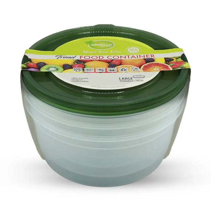 TREND FOOD CONTAINER PACK OF 3 - (S/M/L) - AlifdukanAlifdukan types here :)