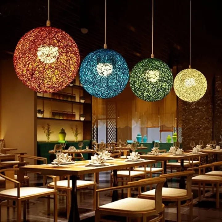 Trendy Walls - One Ball String Light Yarn Globe | Indoor Decoration Rattan Ceiling Lamp | Round Hanging Suspension Light - AlifdukanAlifdukan types here :)