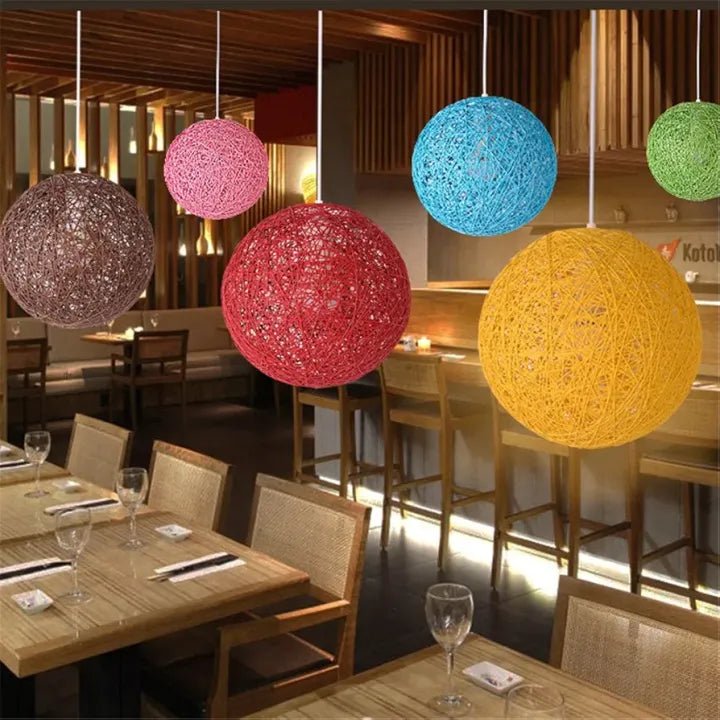Trendy Walls - One Ball String Light Yarn Globe | Indoor Decoration Rattan Ceiling Lamp | Round Hanging Suspension Light - AlifdukanAlifdukan types here :)