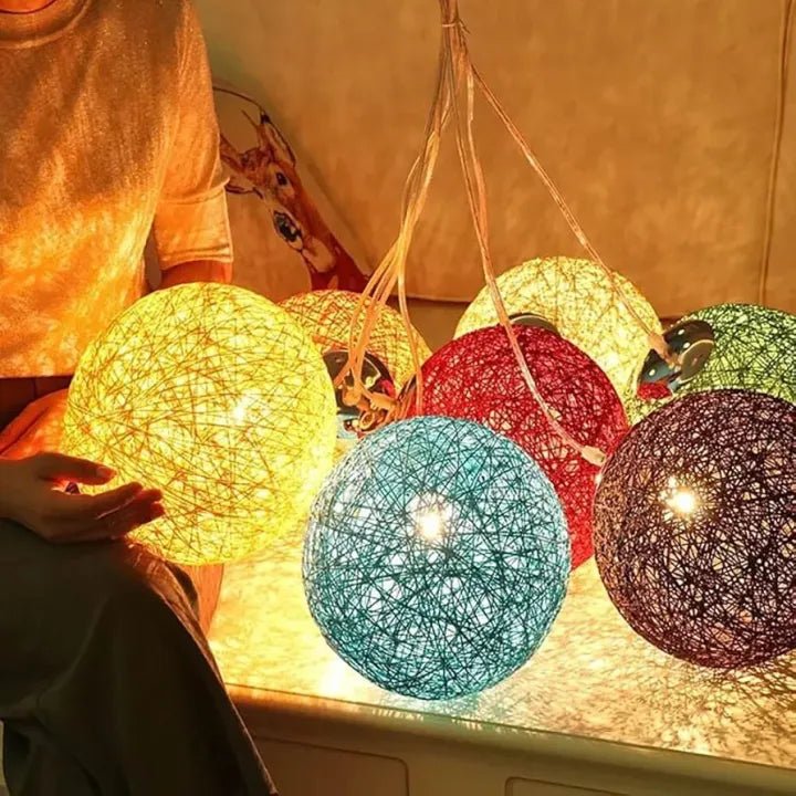 Trendy Walls - One Ball String Light Yarn Globe | Indoor Decoration Rattan Ceiling Lamp | Round Hanging Suspension Light - AlifdukanAlifdukan types here :)