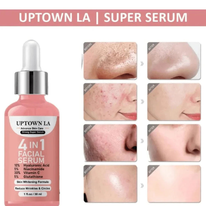 UPTOWN LA 4IN1 Super Skin Glowing Serum | 5% Niacinamide, 30% Vitamin C 10%, Vitamin E 10% & HA | 30 ml - AlifdukanAlifdukan types here :)