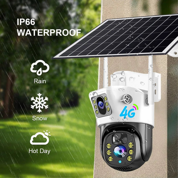 V380 4MP Dual Lens 4G Solar Camera IP66 Waterproof PIR Motion Detection IR Night Vision PTZ 4G Camera - AlifdukanAlifdukan types here :)