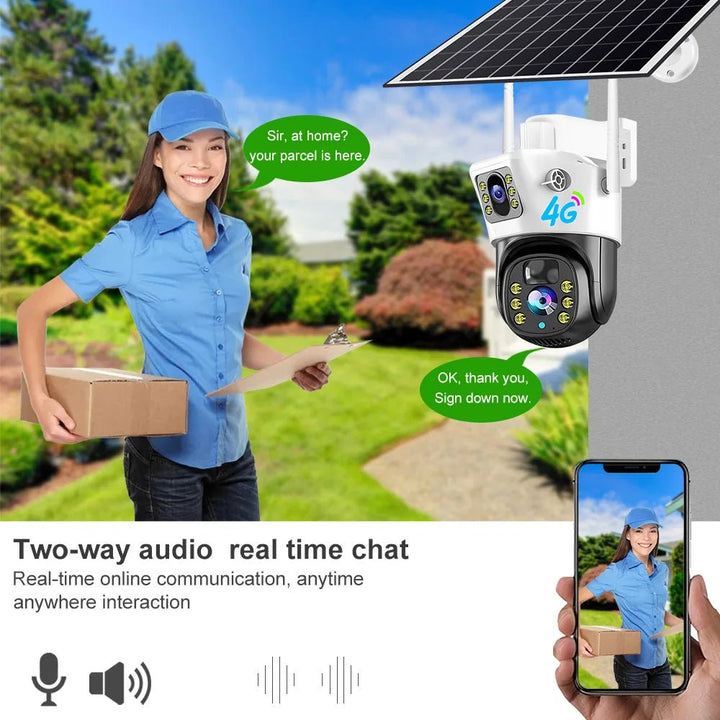 V380 4MP Dual Lens 4G Solar Camera IP66 Waterproof PIR Motion Detection IR Night Vision PTZ 4G Camera - AlifdukanAlifdukan types here :)