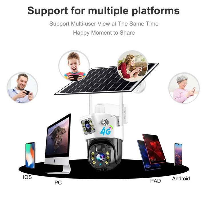 V380 4MP Dual Lens 4G Solar Camera IP66 Waterproof PIR Motion Detection IR Night Vision PTZ 4G Camera - AlifdukanAlifdukan types here :)