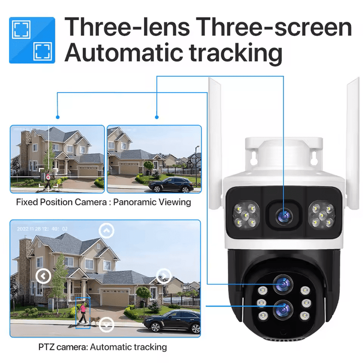 V380 Pro, 12MP, 10x Optical Zoom, 4G SIM Card, Wireless WIFI CCTV, IP Security Camera, Waterproof Outdoor Surveillance, Pan - Tilt 360 Motion Detection, Color Night Vision, - AlifdukanAlifdukan types here :)