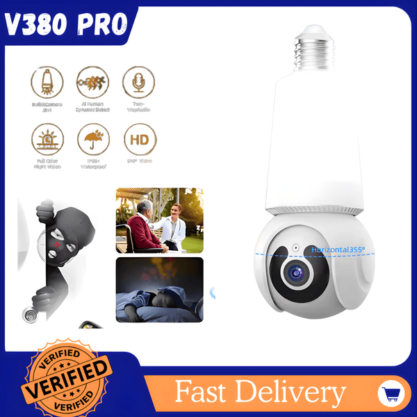 V380 Pro Dual Light Bulb PTZ Indoor Wifi CCTV IP Camera Hallways Corridors Bedroom 2MP Wireless Bulb Light Camera - AlifdukanAlifdukan types here :)