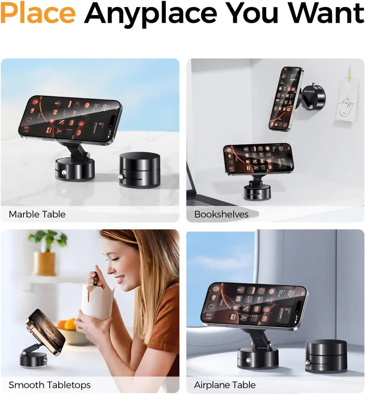 Vacuum Magnetic Suction Phone Holder, Retractable Folding Mobile Phone Stand.