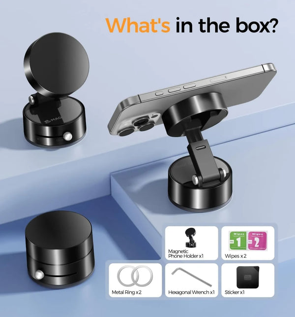 Vacuum Magnetic Suction Phone Holder, Retractable Folding Mobile Phone Stand.