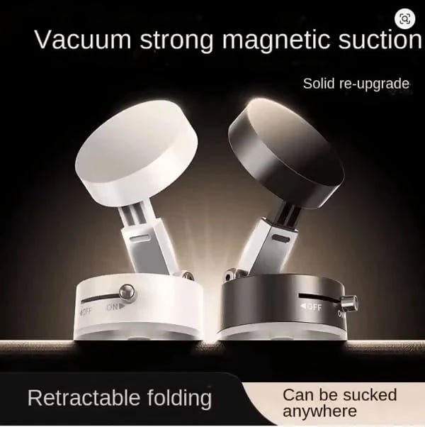 Vacuum Magnetic Suction Phone Holder, Retractable Folding Mobile Phone Stand, 360° Rotatable Suction Cup Phone Mount, Stand Magnetic Cell Phone Holder for Car/Gym/Mirror/Smooth Surface - AlifdukanCLICK & BUY types here :)