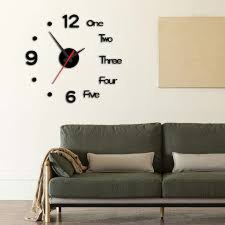 Wall clock with numbers on a wall 