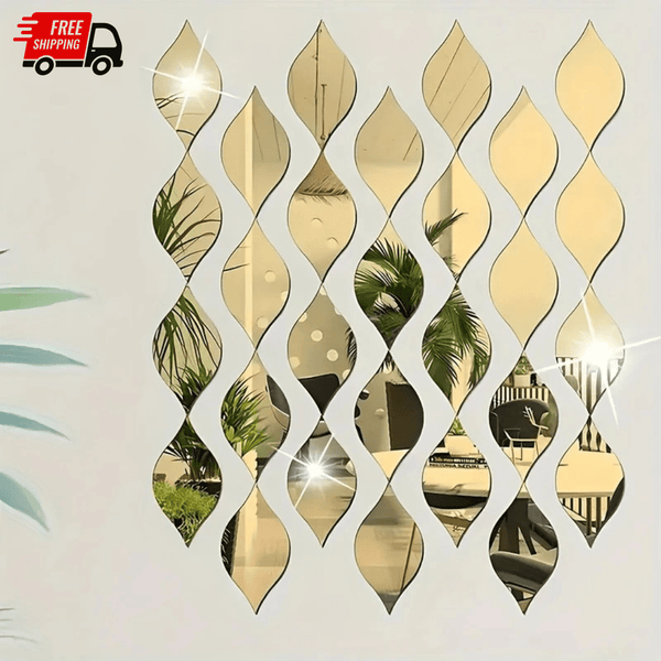 Wall Stickers, 3D Self - adhesive Oval Mirror Tile Stickers, Suitable for Living Room, Bathroom, Home Office - Vertical Direction, Glass Surface, No Electricity Required - AlifdukanMini Supplier types here :)
